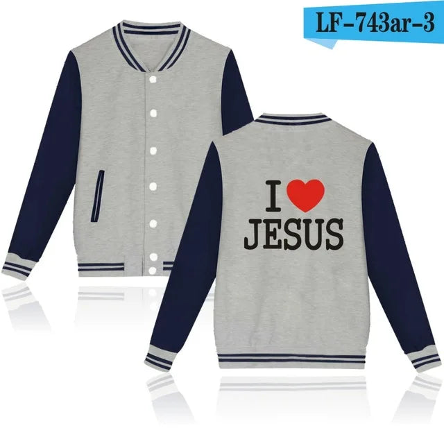 I LOVE JESUS Baseball Jacket Men/Women Uniform Coat Christian Faith Hoodie Sweatshirts JESUS is COMING SOON Tracksuit Men Tops