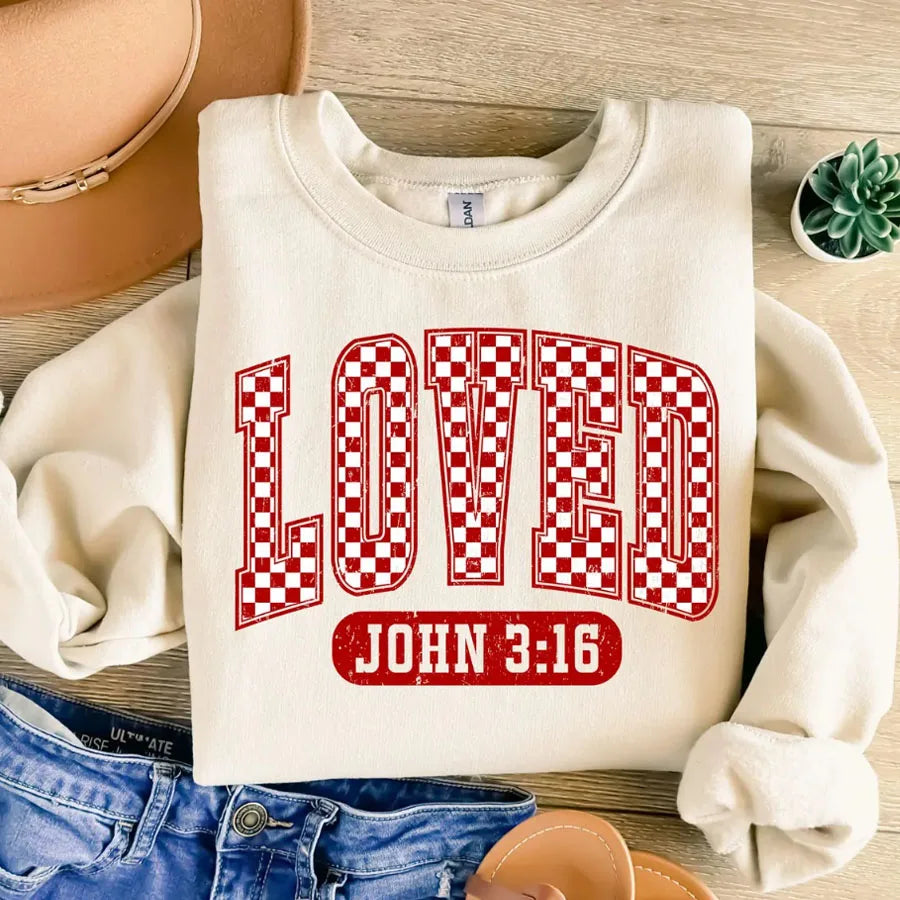 Christian Valentines Day Loved John 3:16 Iron-On Heat Transfer Sticker Decals Patch for T-shirts Sweatshirts Bags Clothing Decor