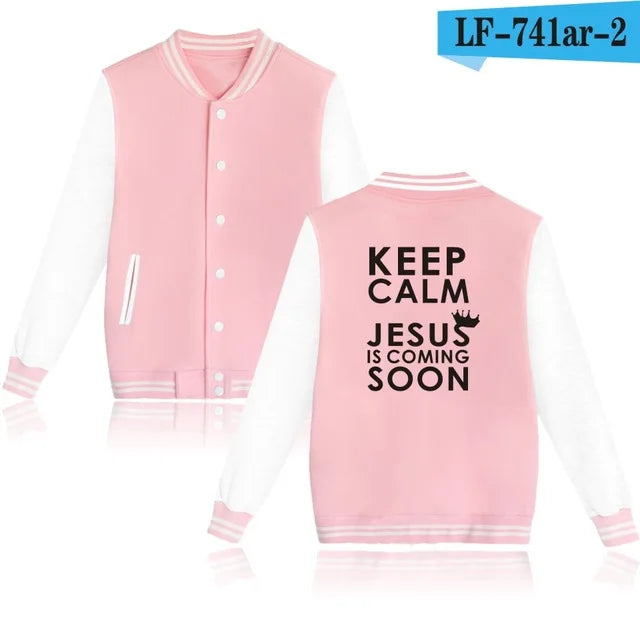 I LOVE JESUS Baseball Jacket Men/Women Uniform Coat Christian Faith Hoodie Sweatshirts JESUS is COMING SOON Tracksuit Men Tops