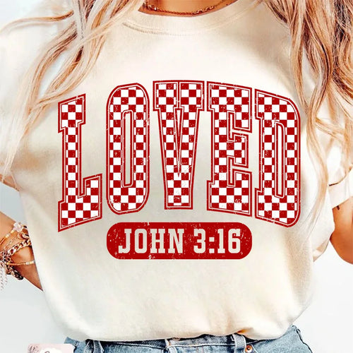 Christian Valentines Day Loved John 3:16 Iron-On Heat Transfer Sticker Decals Patch for T-shirts Sweatshirts Bags Clothing Decor