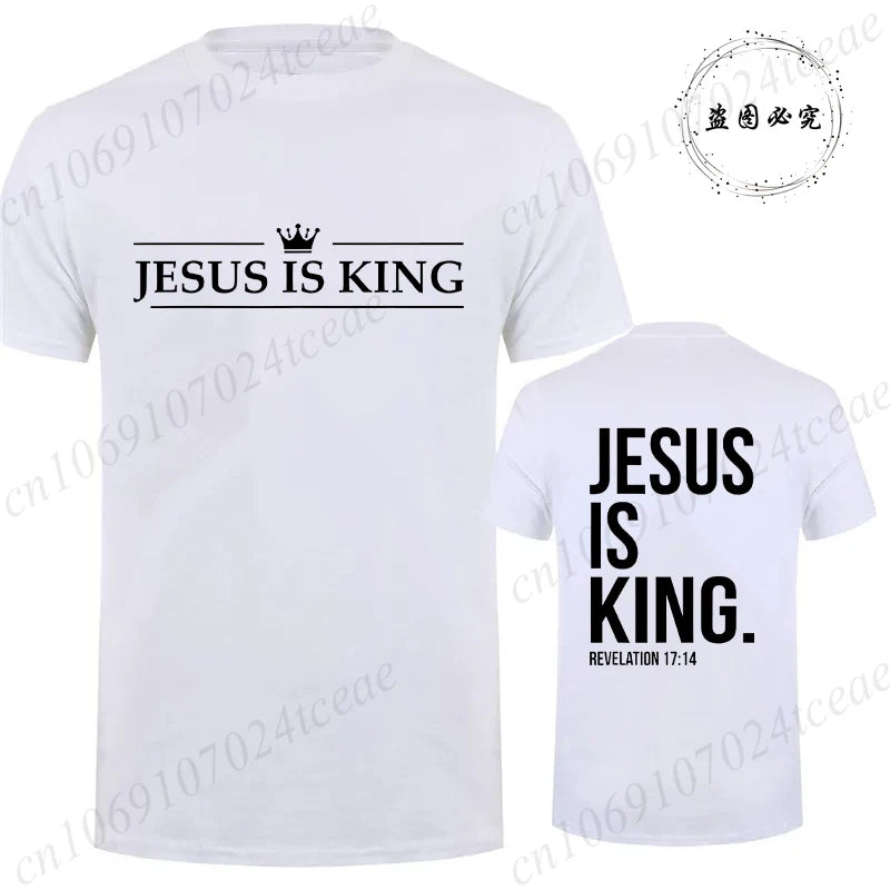 T Shirt Tees for Men Jesus Is King Print Fashion Casual Short Sleeve T-shirt for Summer Casual T-shirts Christian Faith Tshirts