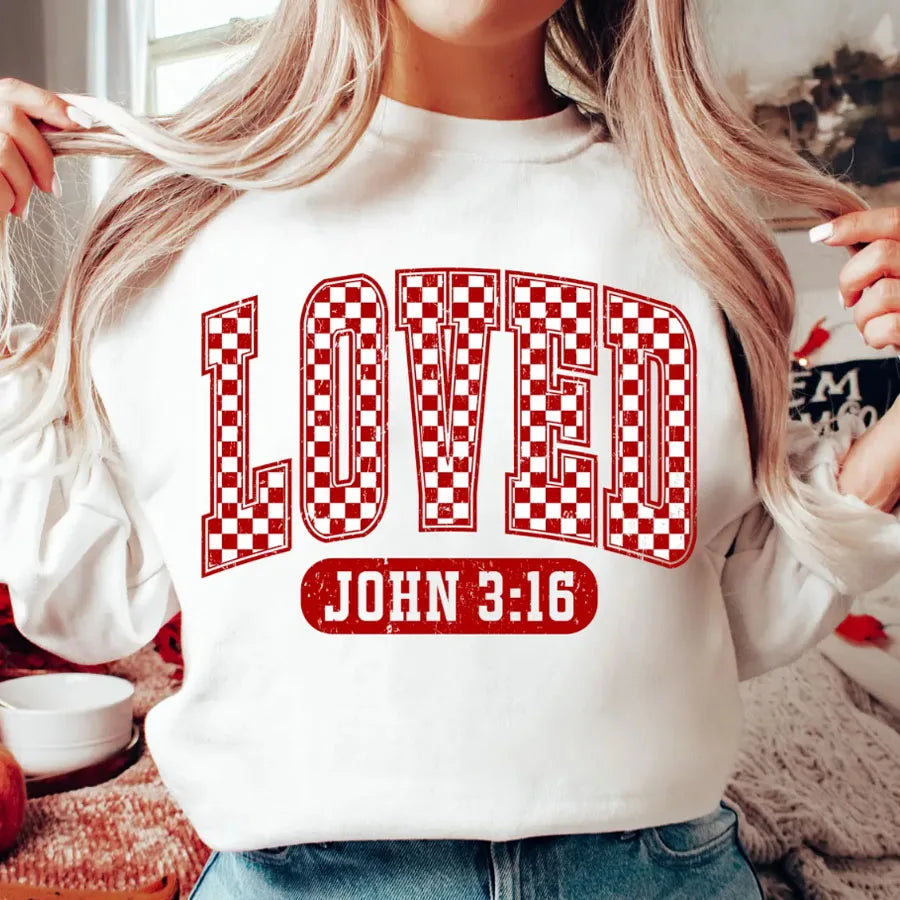 Christian Valentines Day Loved John 3:16 Iron-On Heat Transfer Sticker Decals Patch for T-shirts Sweatshirts Bags Clothing Decor