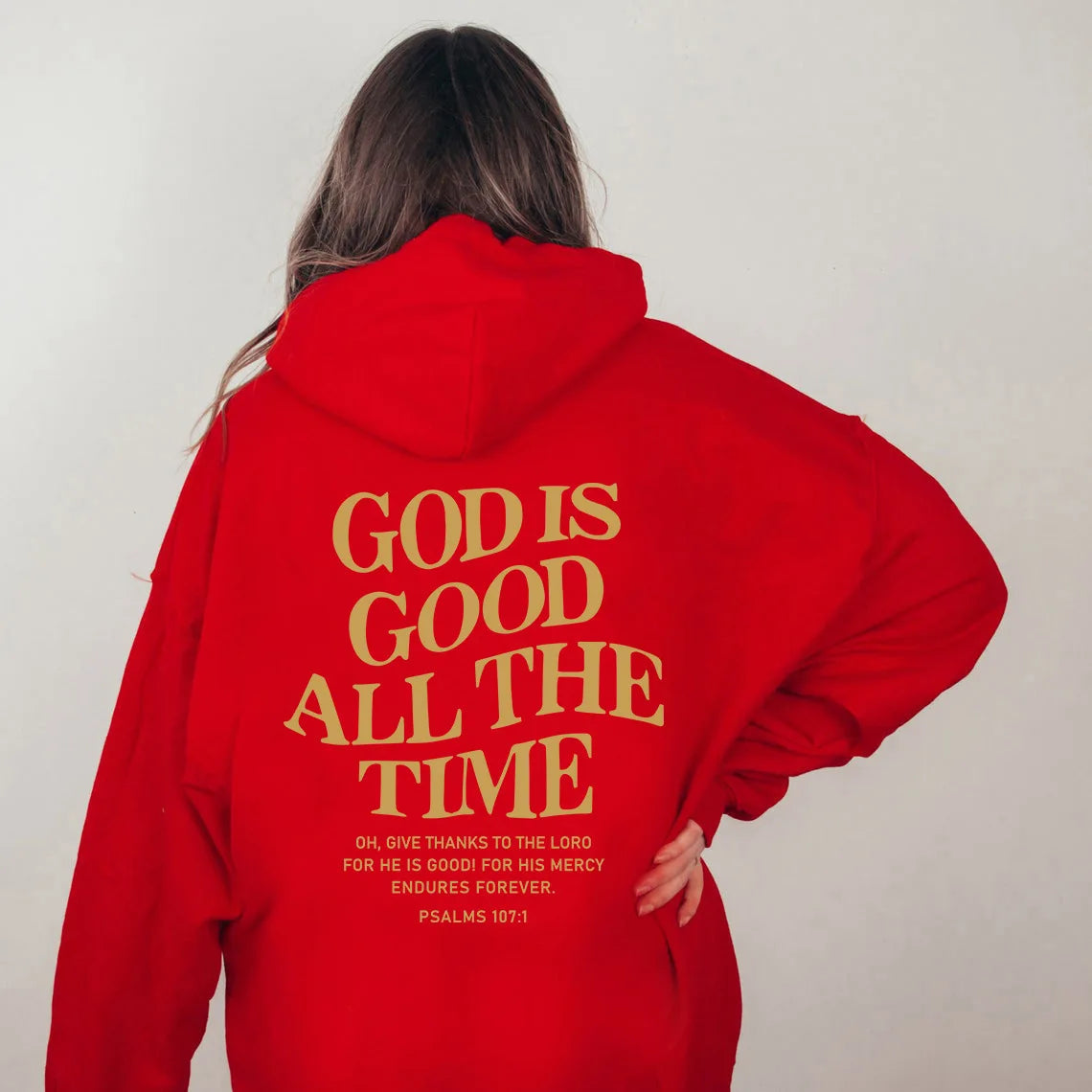 God Is Good All The Time Christian Hooded Sweatshirt Women Casual Print Long Sleeve Hoodie With Pocket Aesthetic Hoodies