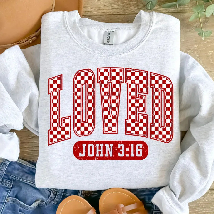 Christian Valentines Day Loved John 3:16 Iron-On Heat Transfer Sticker Decals Patch for T-shirts Sweatshirts Bags Clothing Decor