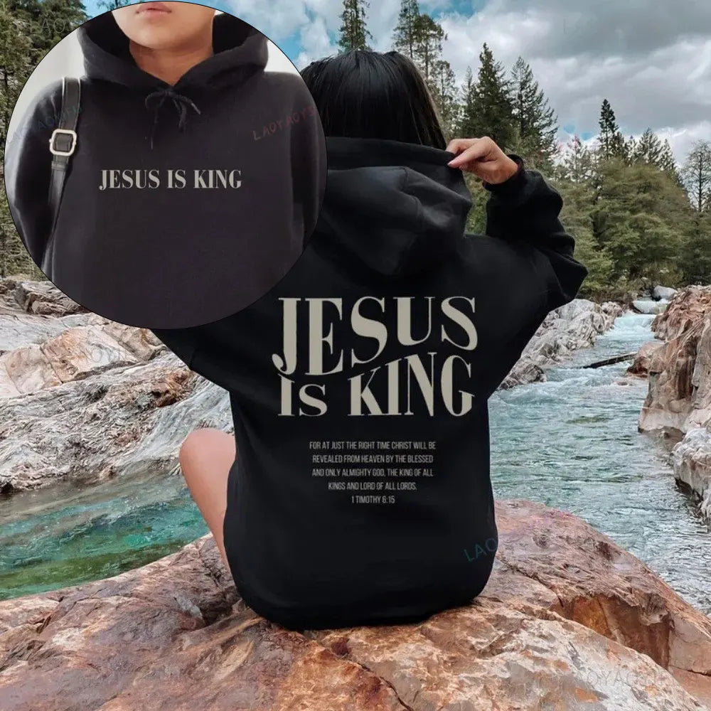 Jesus Is King Sweatshirt Jesus Women Long Seleeve Hoodie Christian Hoody Clothes Christian Streetwear Gospel Jesus Clothes