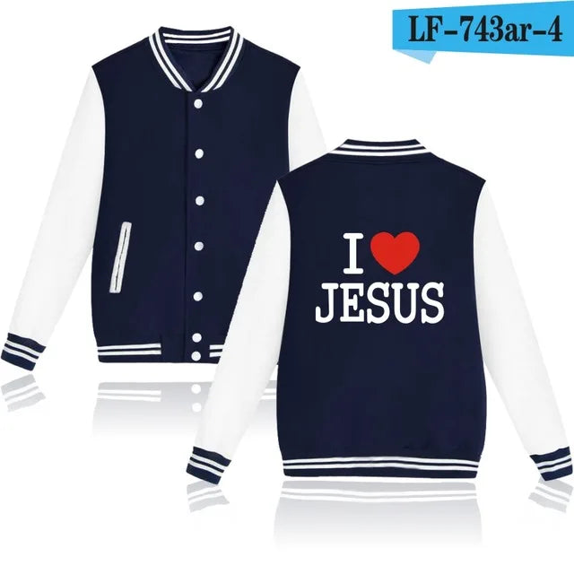I LOVE JESUS Baseball Jacket Men/Women Uniform Coat Christian Faith Hoodie Sweatshirts JESUS is COMING SOON Tracksuit Men Tops