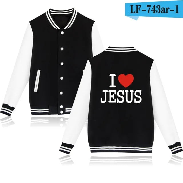 I LOVE JESUS Baseball Jacket Men/Women Uniform Coat Christian Faith Hoodie Sweatshirts JESUS is COMING SOON Tracksuit Men Tops