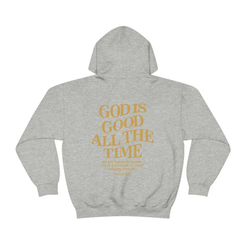 God Is Good All The Time Christian Hooded Sweatshirt Women Casual Print Long Sleeve Hoodie With Pocket Aesthetic Hoodies