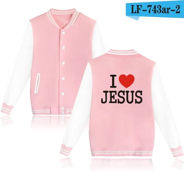 I LOVE JESUS Baseball Jacket Men/Women Uniform Coat Christian Faith Hoodie Sweatshirts JESUS is COMING SOON Tracksuit Men Tops