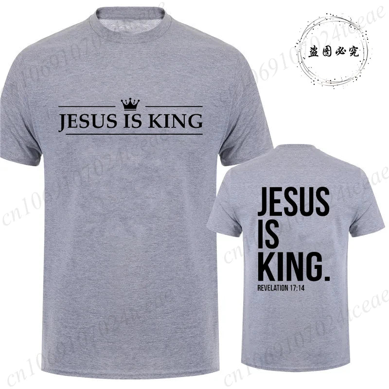 T Shirt Tees for Men Jesus Is King Print Fashion Casual Short Sleeve T-shirt for Summer Casual T-shirts Christian Faith Tshirts
